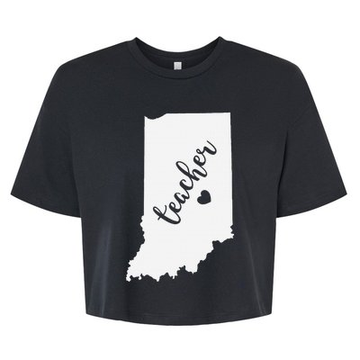 Indiana Teacher Red For Ed Public School Bella+Canvas Jersey Crop Tee