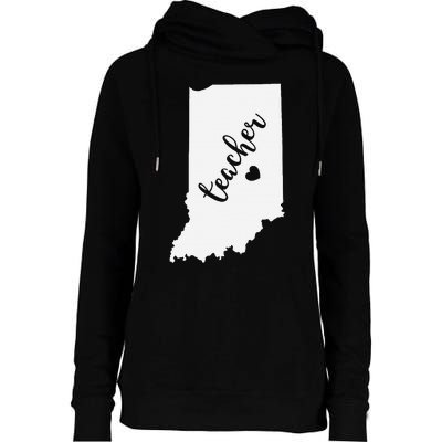 Indiana Teacher Red For Ed Public School Womens Funnel Neck Pullover Hood