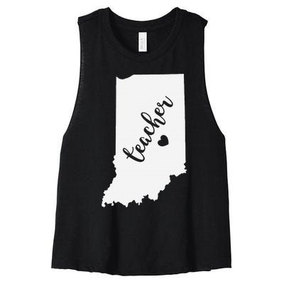 Indiana Teacher Red For Ed Public School Women's Racerback Cropped Tank