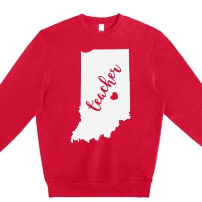 Indiana Teacher Red For Ed Public School Premium Crewneck Sweatshirt