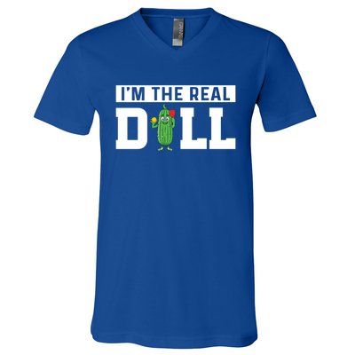 IM The Real Dill Funny Pickleball Funny Paddleball Meaningful Gift V-Neck T-Shirt