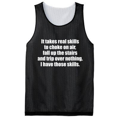It Takes Real Skills To Choke On Air Fall Up The Stairs Mesh Reversible Basketball Jersey Tank