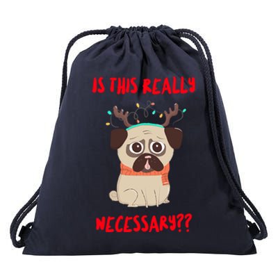 Is This Really Necessary Christmas Pug Great Gift Drawstring Bag