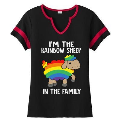 Im The Rainbow Sheeps In The Family Lgbtq Pride Ladies Halftime Notch Neck Tee