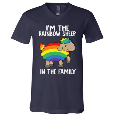 Im The Rainbow Sheeps In The Family Lgbtq Pride V-Neck T-Shirt