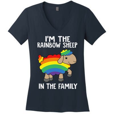 Im The Rainbow Sheeps In The Family Lgbtq Pride Women's V-Neck T-Shirt