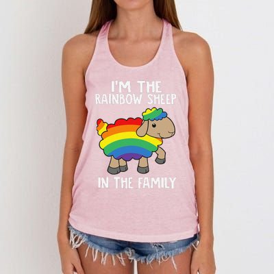 Im The Rainbow Sheeps In The Family Lgbtq Pride Women's Knotted Racerback Tank