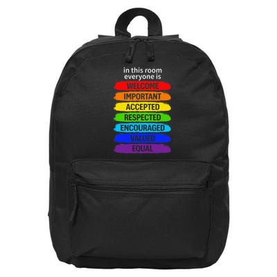 In This Room Everyone Is Welcome Important Accepted 16 in Basic Backpack