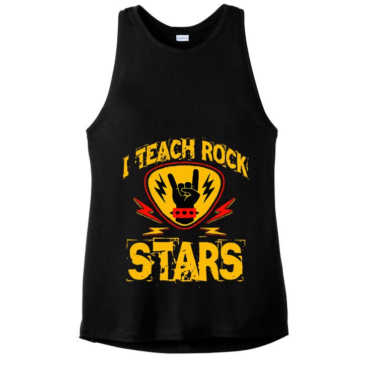 I Teach Rock Stars Music Teacher Rock On Ladies PosiCharge Tri-Blend Wicking Tank