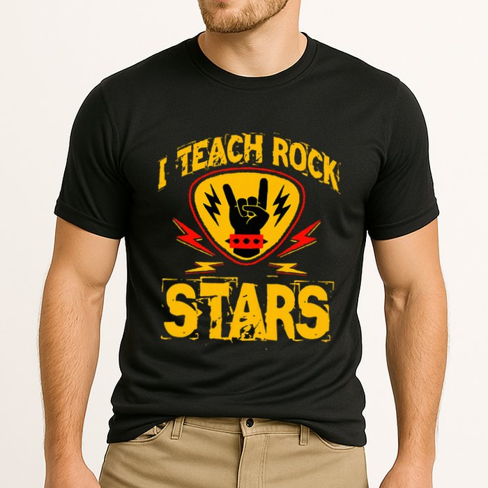 I Teach Rock Stars Music Teacher Rock On Cooling Performance Crew T-Shirt