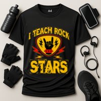 I Teach Rock Stars Music Teacher Rock On Cooling Performance Crew T-Shirt