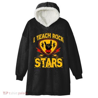 I Teach Rock Stars Music Teacher Rock On Hooded Wearable Blanket