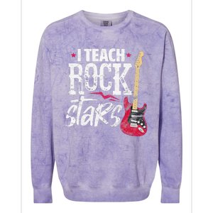 I Teach Rock Stars Funny Music Teacher Guitar Player Colorblast Crewneck Sweatshirt