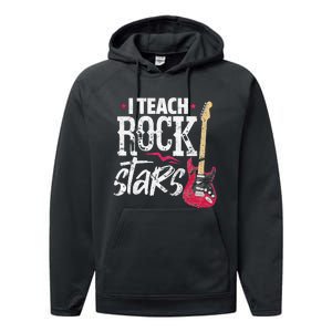 I Teach Rock Stars Funny Music Teacher Guitar Player Performance Fleece Hoodie