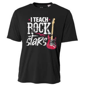 I Teach Rock Stars Funny Music Teacher Guitar Player Cooling Performance Crew T-Shirt