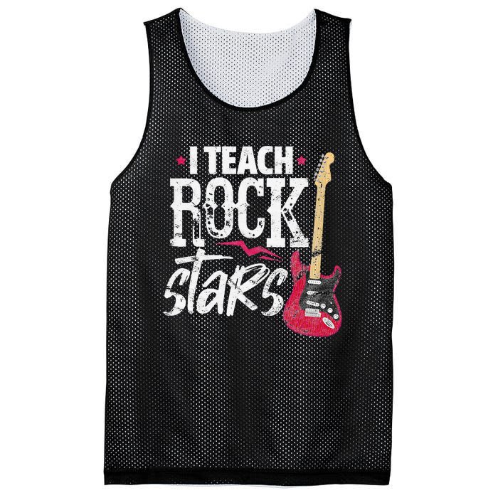 I Teach Rock Stars Funny Music Teacher Guitar Player Mesh Reversible Basketball Jersey Tank