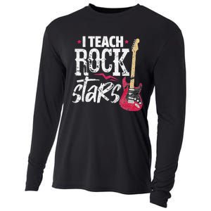 I Teach Rock Stars Funny Music Teacher Guitar Player Cooling Performance Long Sleeve Crew