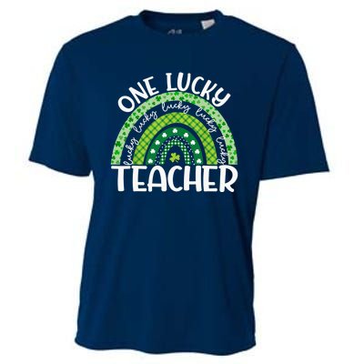 Irish Teacher Rainbow St Patricks Day One Lucky Teacher Cooling Performance Crew T-Shirt