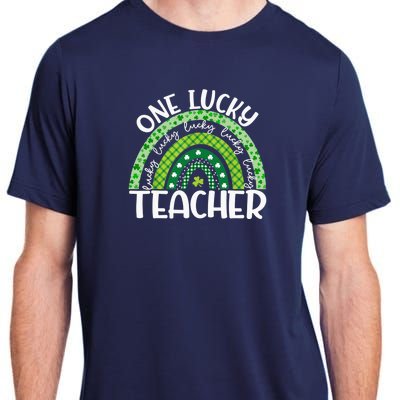 Irish Teacher Rainbow St Patricks Day One Lucky Teacher Adult ChromaSoft Performance T-Shirt