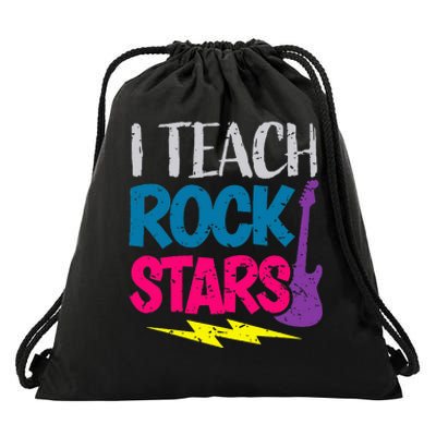 I Teach Rockstars Orchestra Music Teacher Back To School Drawstring Bag