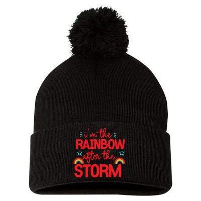 I'm The Rainbow After The Storm Pom Pom 12in Knit Beanie