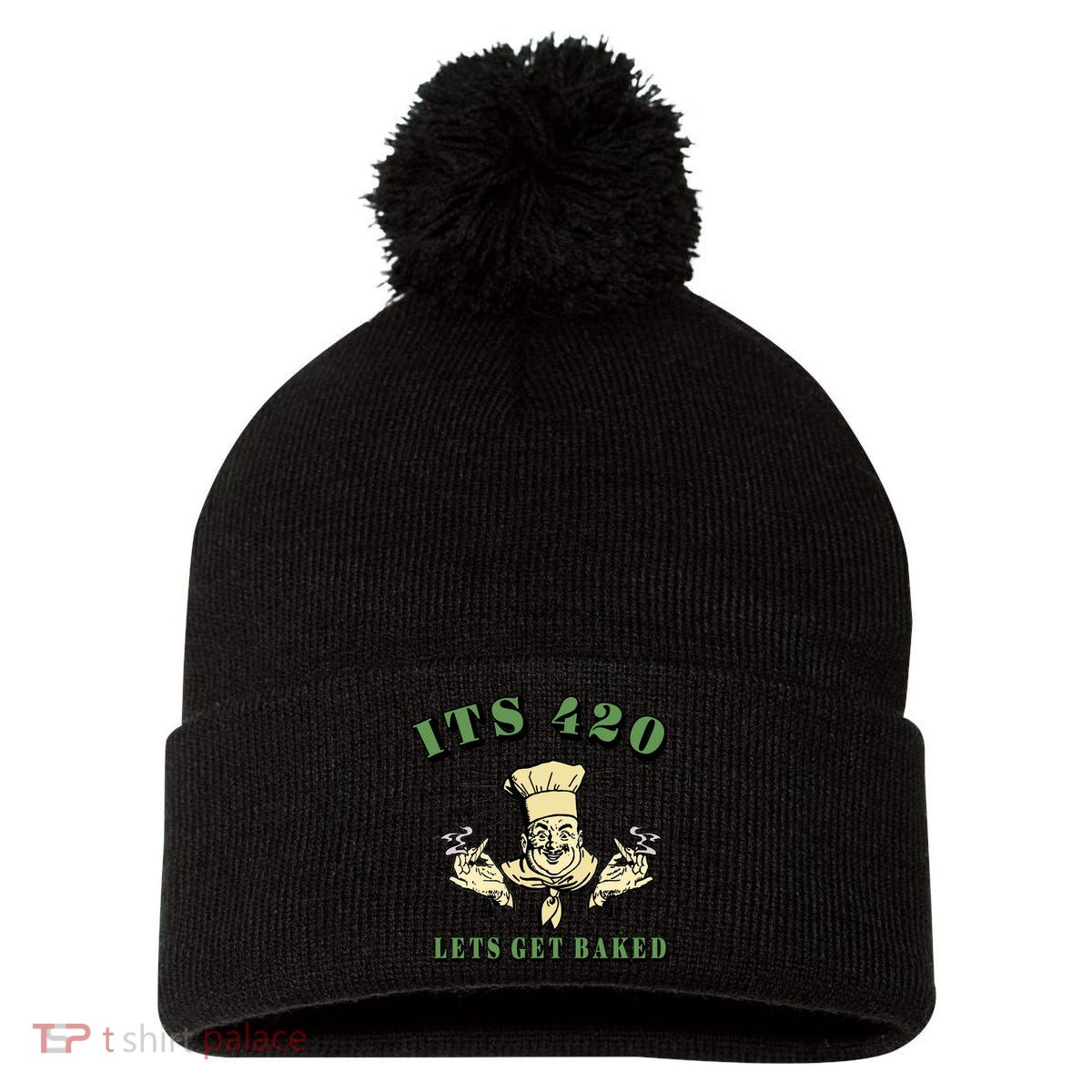 It's 420 Lets Get Baked Pom Pom 12in Knit Beanie