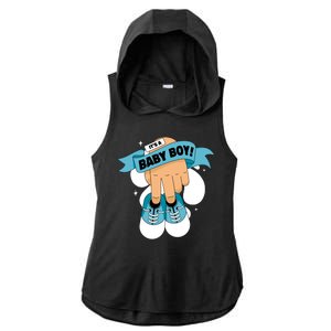 It's A Baby Boy! Ladies PosiCharge Tri-Blend Wicking Draft Hoodie Tank