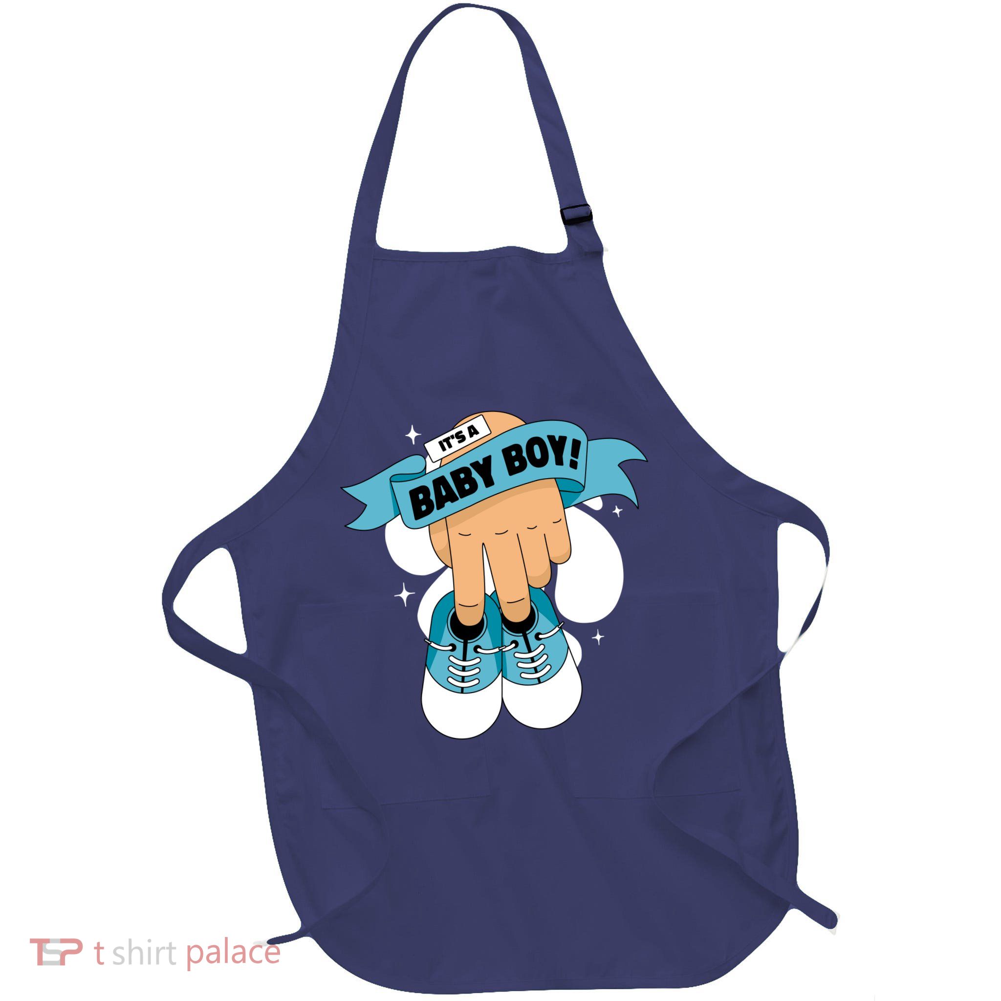 It's A Baby Boy! Full-Length Apron With Pockets