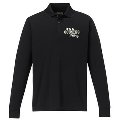 It's A Cousins Thing Performance Long Sleeve Polo