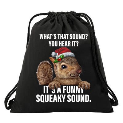 It's A Funny Squeaky Sound Christmas Squirrel Drawstring Bag