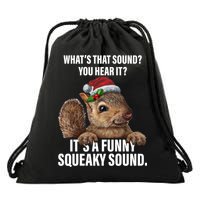 It's A Funny Squeaky Sound Christmas Squirrel Drawstring Bag