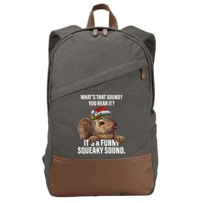 It's A Funny Squeaky Sound Christmas Squirrel Cotton Canvas Backpack