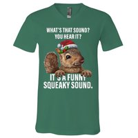 It's A Funny Squeaky Sound Christmas Squirrel V-Neck T-Shirt