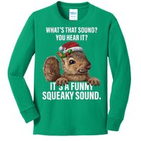 It's A Funny Squeaky Sound Christmas Squirrel Kids Long Sleeve Shirt