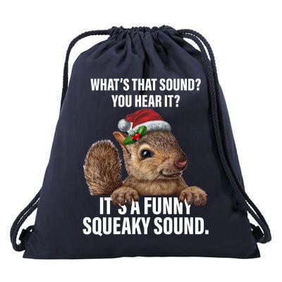 It's A Funny Squeaky Sound Christmas Squirrel Drawstring Bag