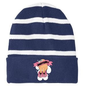 It's A Girl Striped Beanie with Solid Band