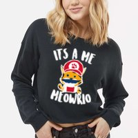 It's A Me Meowrio Cropped Pullover Crew
