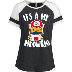 It's A Me Meowrio Enza Ladies Jersey Colorblock Tee