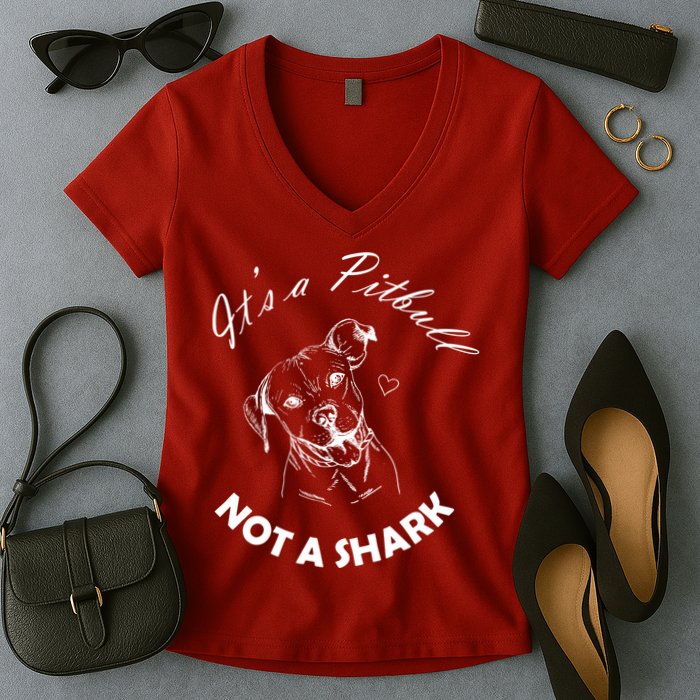 It's A Pitbull Not A Shark Women's V-Neck T-Shirt