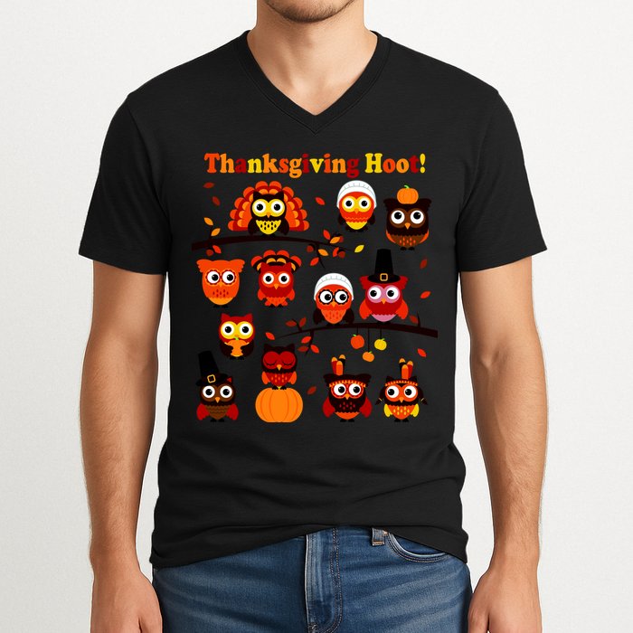 It's a Thanksgiving Hoot Owl Mashup V-Neck T-Shirt