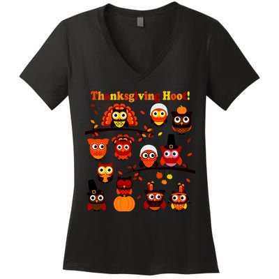 It's a Thanksgiving Hoot Owl Mashup Women's V-Neck T-Shirt