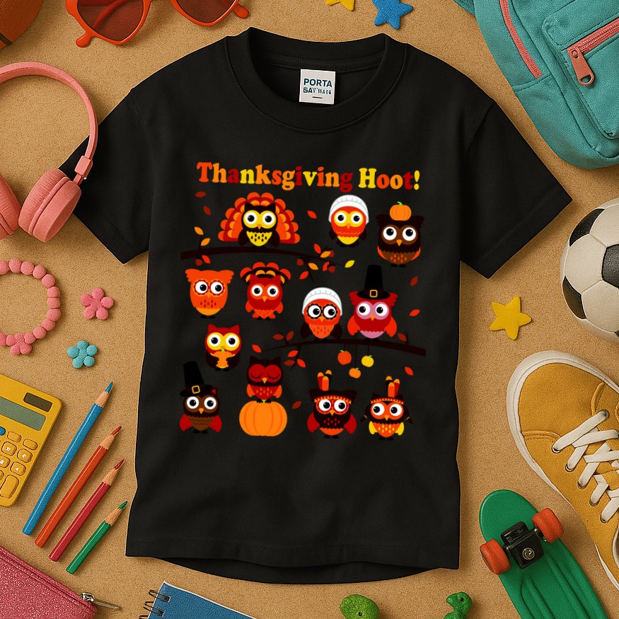 It's a Thanksgiving Hoot Owl Mashup Kids T-Shirt