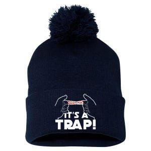 It's A Trap Chinese Finger Trap Pom Pom 12in Knit Beanie