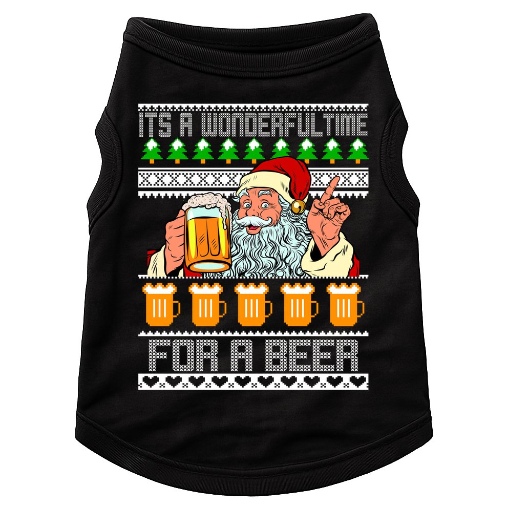 It's A Wonderful Time For A Beer Ugly Christmas Sweater Design Doggie Tank