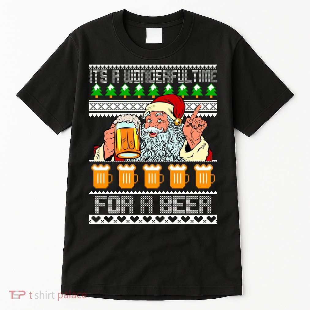 It's A Wonderful Time For A Beer Ugly Christmas Sweater Design Tall T-Shirt