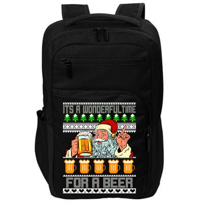It's A Wonderful Time For A Beer Ugly Christmas Sweater Design Impact Tech Backpack