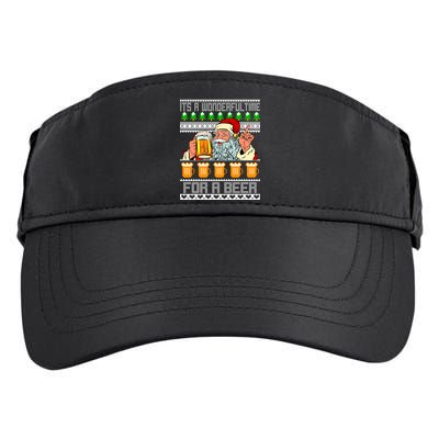 It's A Wonderful Time For A Beer Ugly Christmas Sweater Design Adult Drive Performance Visor