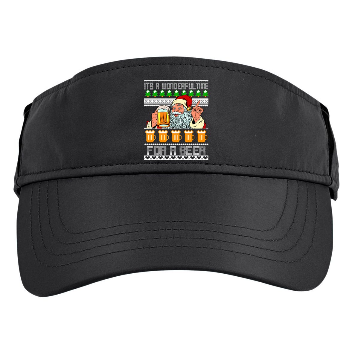 It's A Wonderful Time For A Beer Ugly Christmas Sweater Design Adult Drive Performance Visor