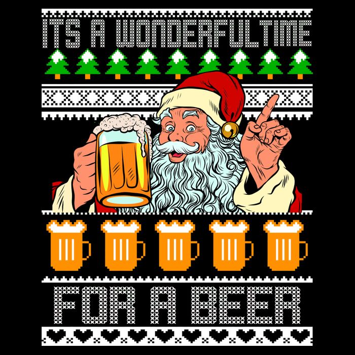 It's A Wonderful Time For A Beer Ugly Christmas Sweater Design Bucket Hat