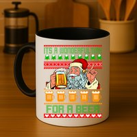 It's A Wonderful Time For A Beer Ugly Christmas Sweater Design Mug